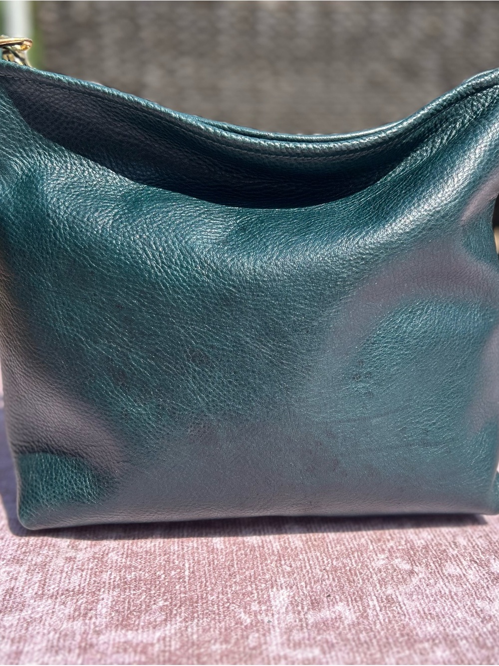 KMM teal bulldog crossbody bag with strap